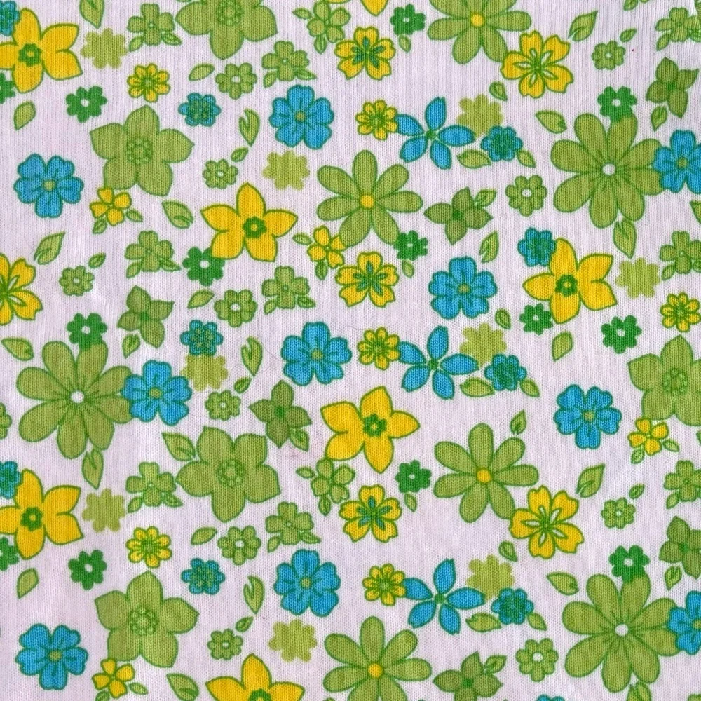 Okie Dokie S/S Tee Shirt 2T White Green Blue Yellow Floral Lace Trim 70s Style - Picture 7 of 7